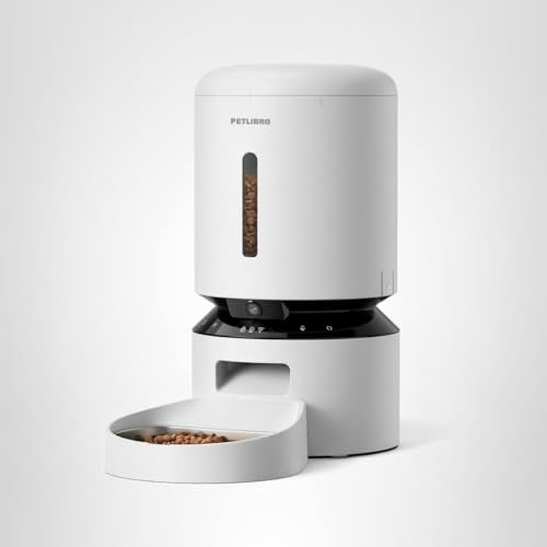 PETLIBRO Automatic Cat Feeder with Camera, 1080P HD Video with Night Vision, 5G WiFi Pet Feeder with 2-Way Audio, Low Food & Blockage Sensor, Motion & Sound Alerts for Cat & Dog Single Tray