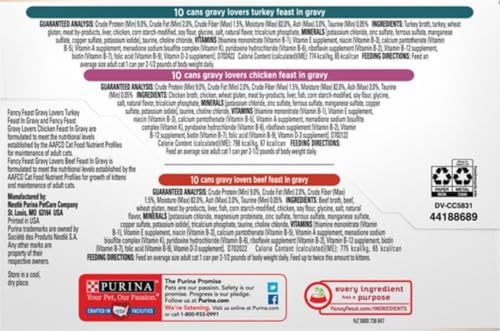 Fancy Feast Gravy Lovers Poultry & Beef Variety Pack - Grilled Gourmet Wet Cat Food (30 Pack)