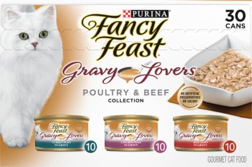 Fancy Feast Gravy Lovers Poultry & Beef Variety Pack - Grilled Gourmet Wet Cat Food (30 Pack)