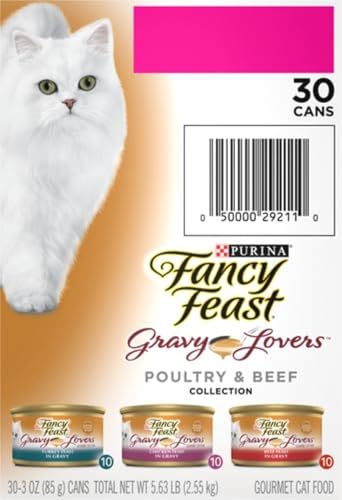 Fancy Feast Gravy Lovers Poultry & Beef Variety Pack - Grilled Gourmet Wet Cat Food (30 Pack)