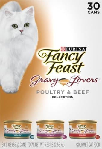 Fancy Feast Gravy Lovers Poultry & Beef Variety Pack - Grilled Gourmet Wet Cat Food (30 Pack)