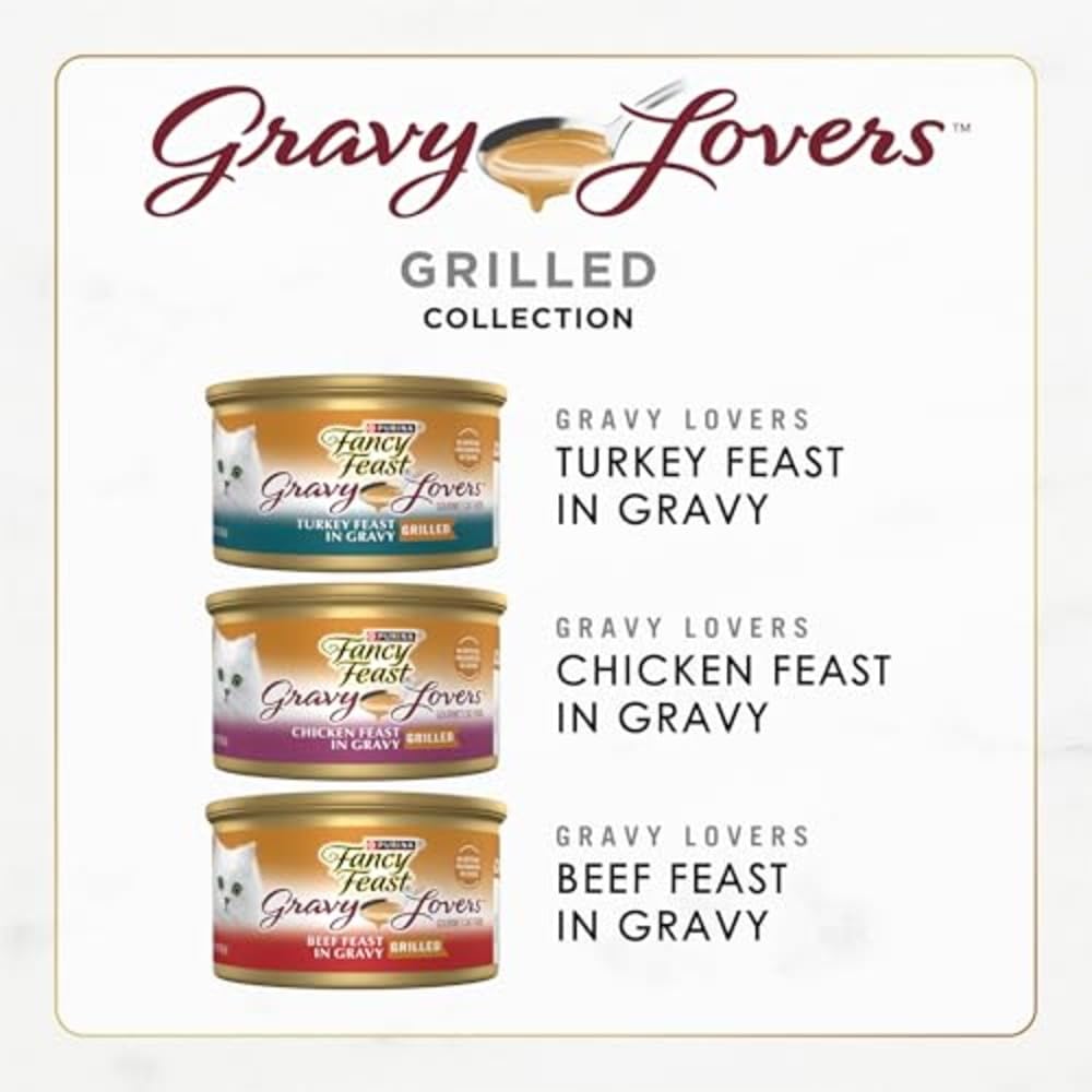 Fancy Feast Gravy Lovers Poultry & Beef Variety Pack - Grilled Gourmet Wet Cat Food (30 Pack)