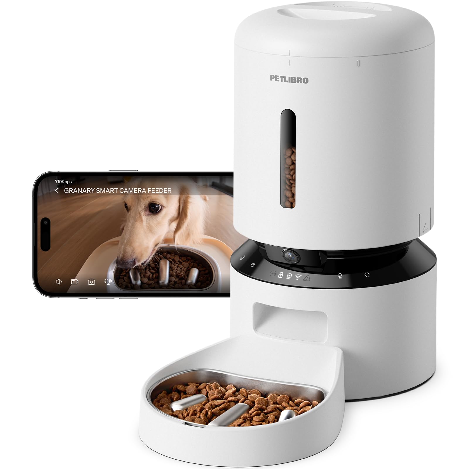 PETLIBRO Automatic Cat Feeder with Camera, 1080P HD Video with Night Vision, 5G WiFi Pet Feeder with 2-Way Audio, Low Food & Blockage Sensor, Motion & Sound Alerts for Cat & Dog Single Tray