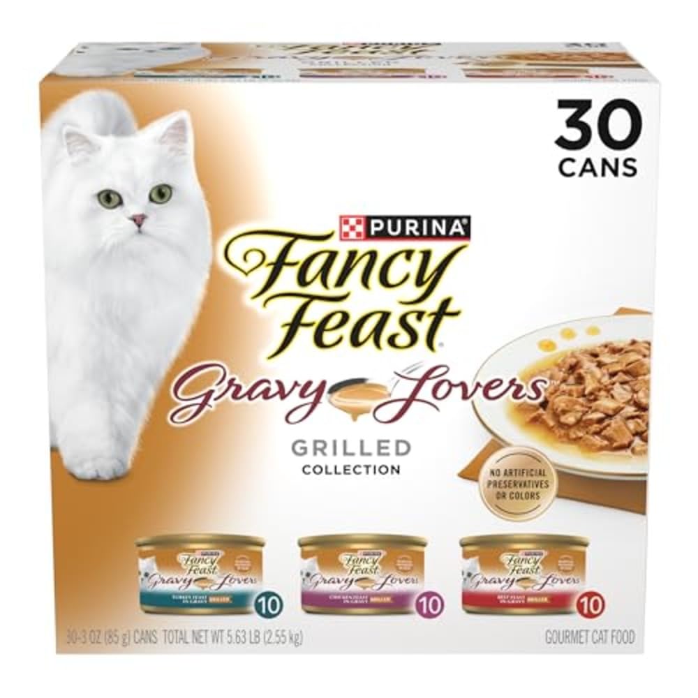 Fancy Feast Gravy Lovers Poultry & Beef Variety Pack - Grilled Gourmet Wet Cat Food (30 Pack)