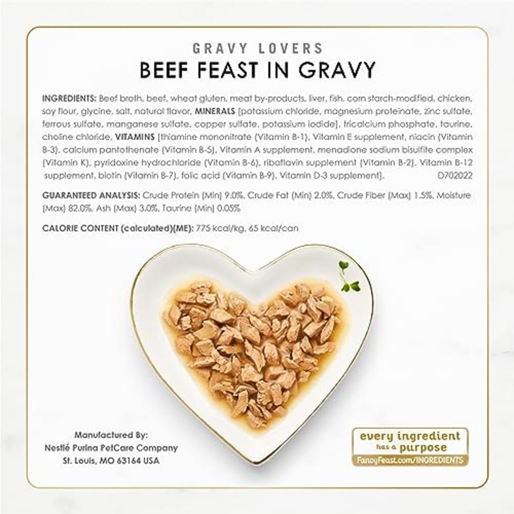 Fancy Feast Gravy Lovers Poultry & Beef Variety Pack - Grilled Gourmet Wet Cat Food (30 Pack)