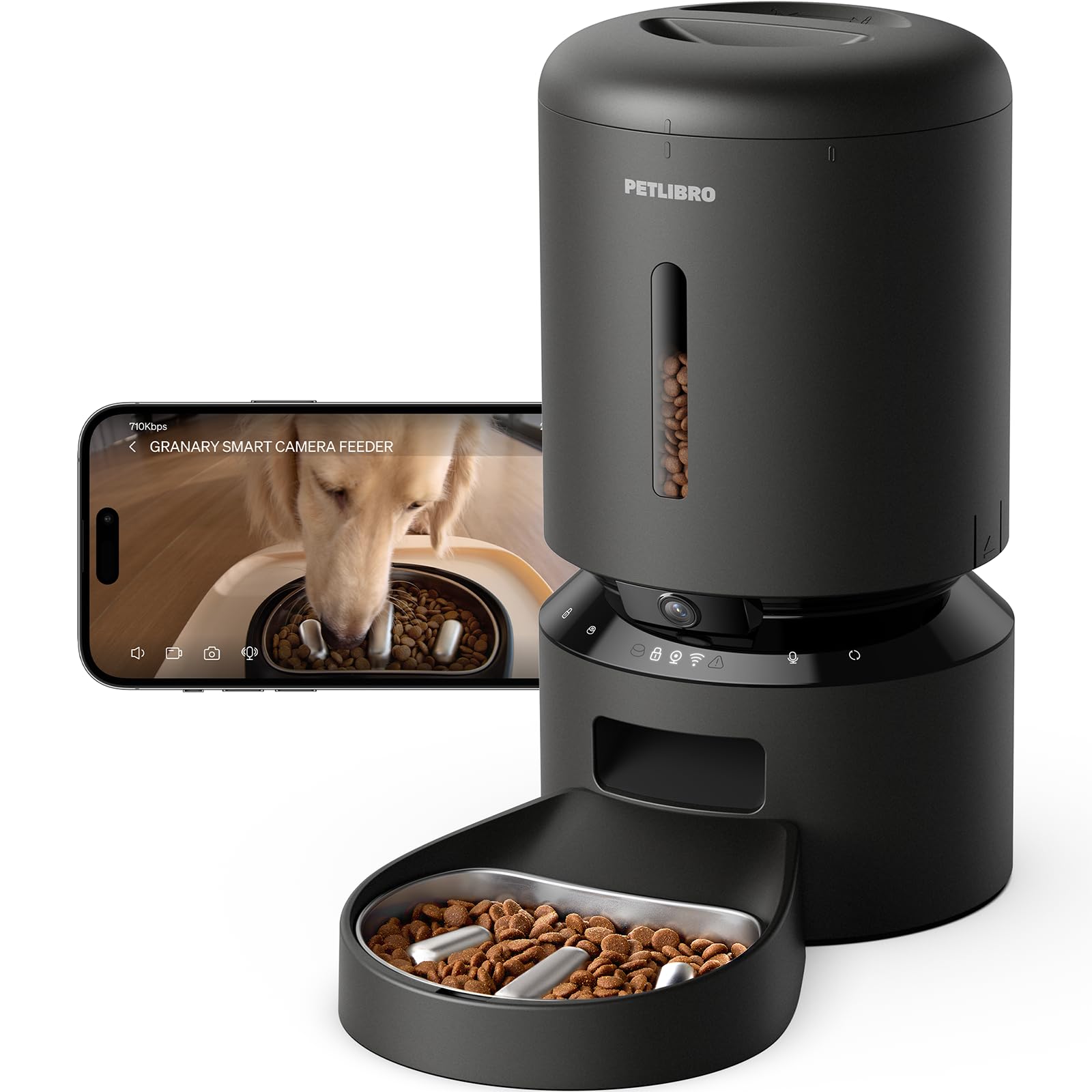 PETLIBRO Automatic Cat Feeder with Camera, 1080P HD Video with Night Vision, 5G WiFi Pet Feeder with 2-Way Audio, Low Food & Blockage Sensor, Motion & Sound Alerts for Cat & Dog Single Tray