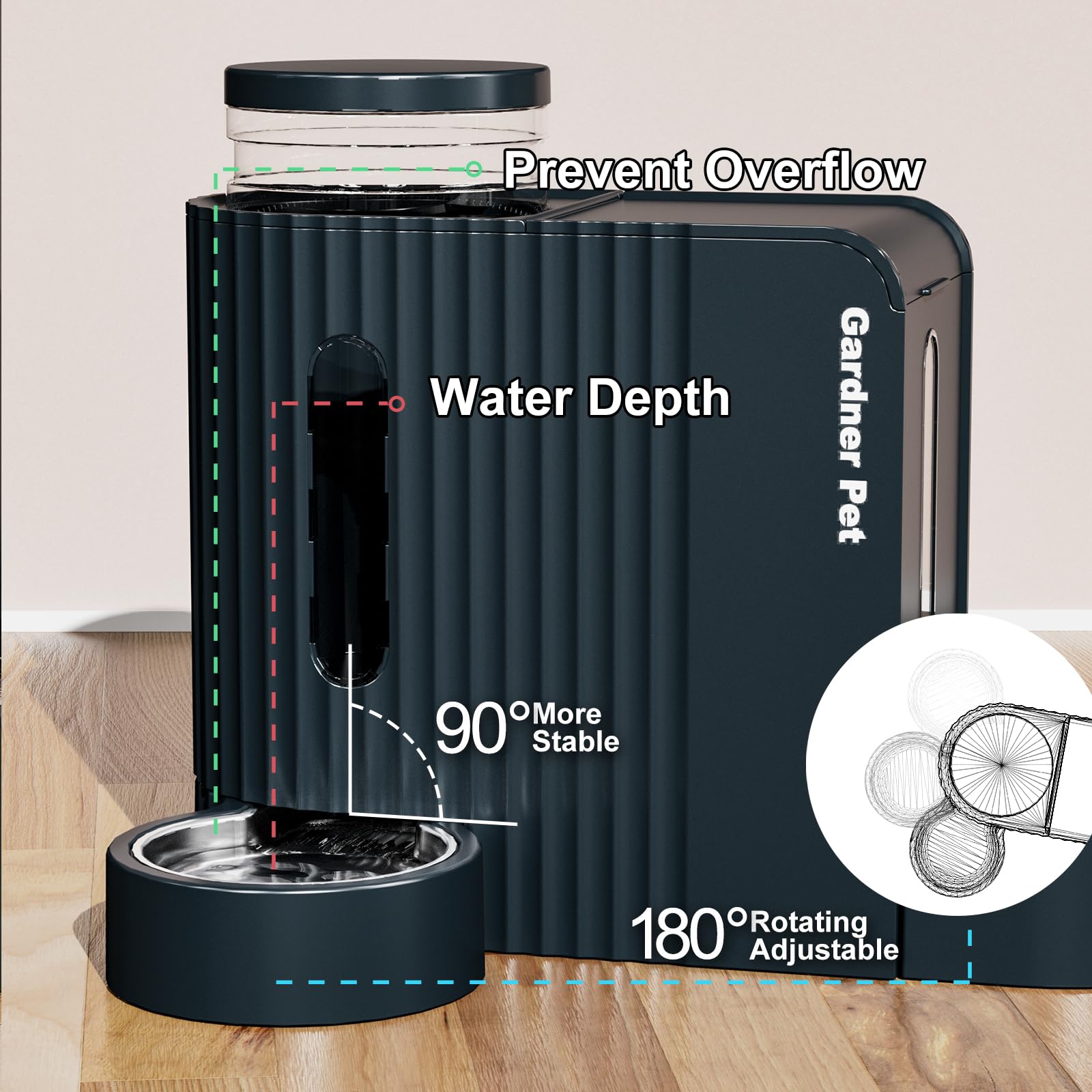 Gardner Pet Automatic Gravity Cat Food Feeder and Water Dispenser Stainless Steel Two-in-One Set Large Capacity Dispenser for Pets Dogs, Puppies, Kittens-(0.8 Gallons x 2)
