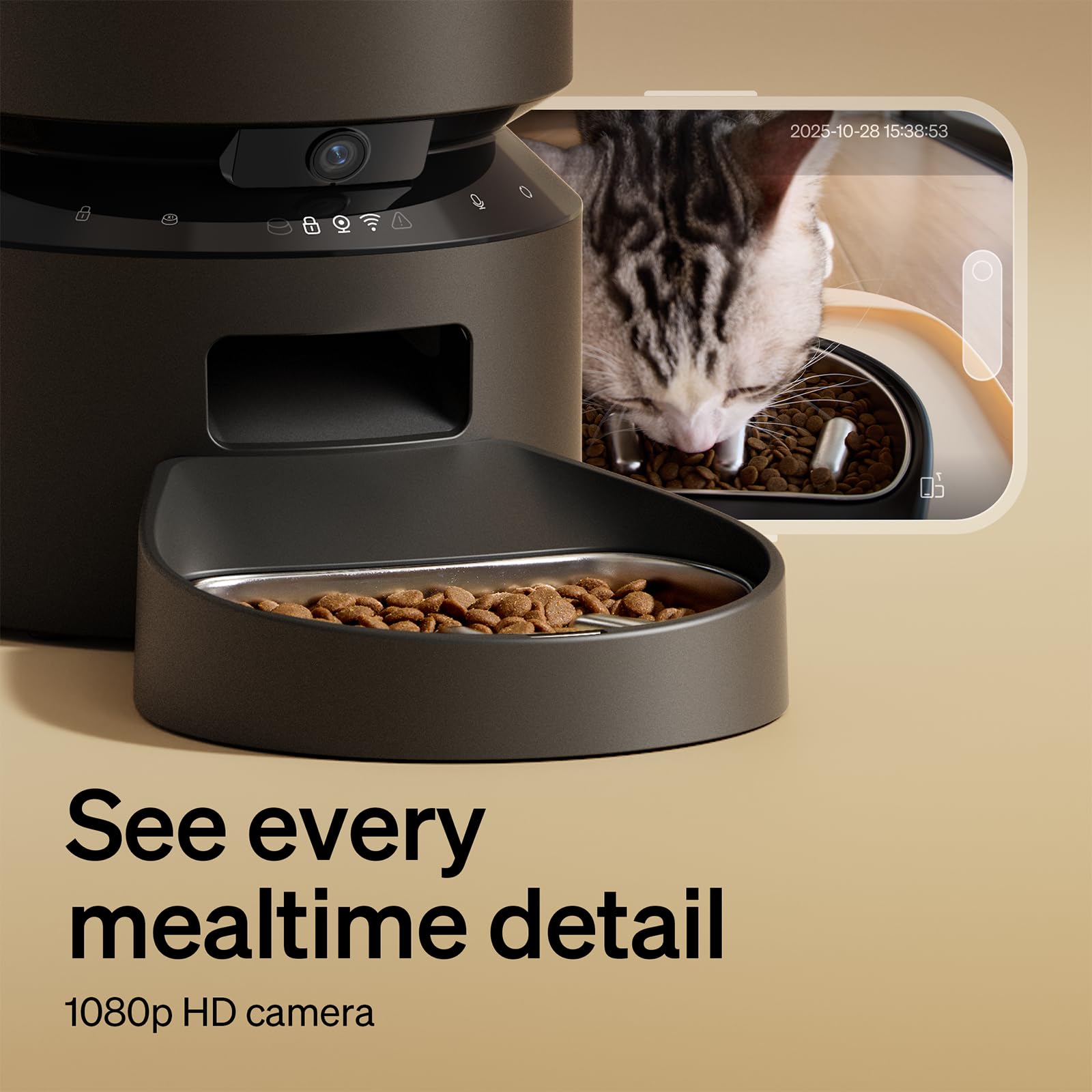 PETLIBRO Automatic Cat Feeder with Camera, 1080P HD Video with Night Vision, 5G WiFi Pet Feeder with 2-Way Audio, Low Food & Blockage Sensor, Motion & Sound Alerts for Cat & Dog Single Tray