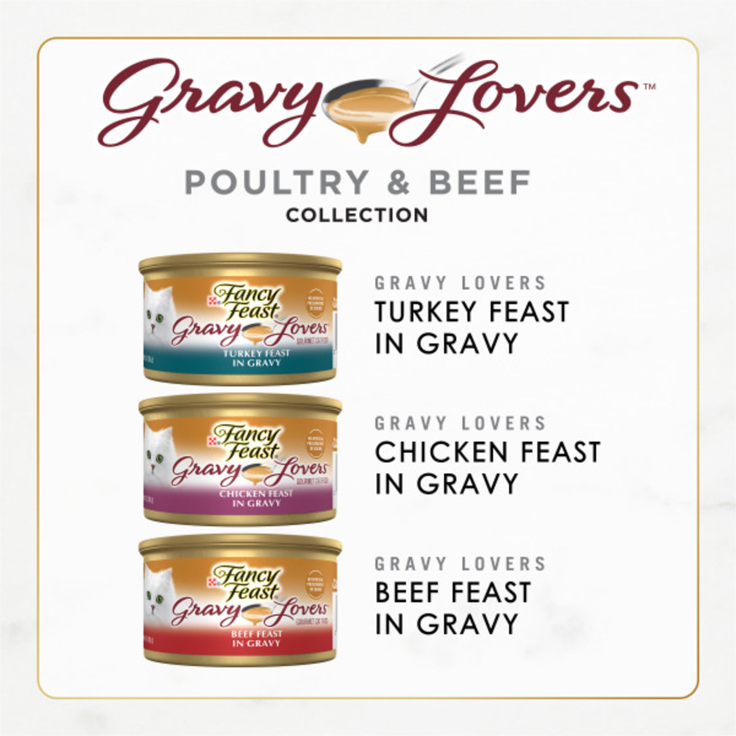 Fancy Feast Gravy Lovers Poultry & Beef Variety Pack - Grilled Gourmet Wet Cat Food (30 Pack)