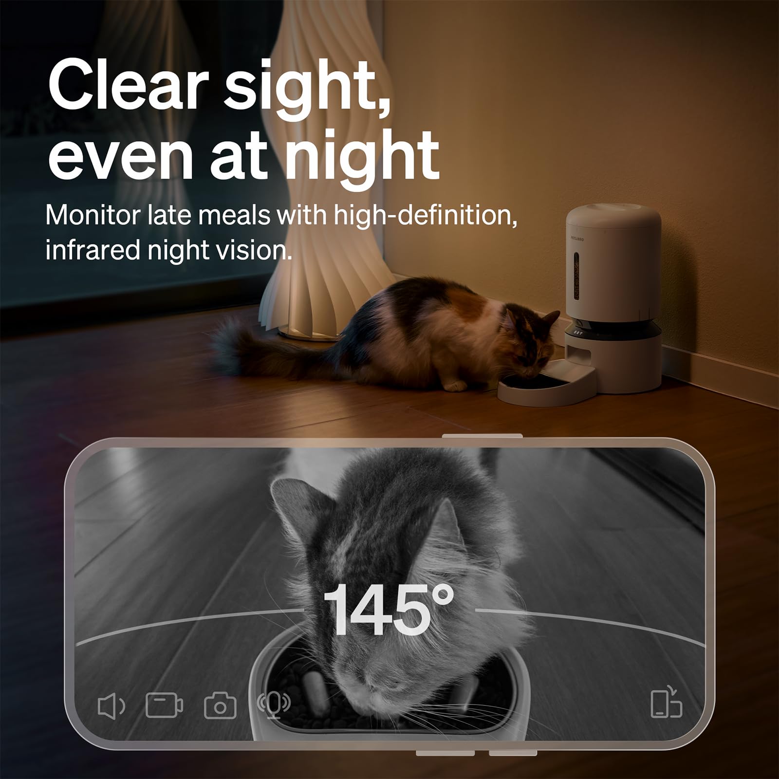 PETLIBRO Automatic Cat Feeder with Camera, 1080P HD Video with Night Vision, 5G WiFi Pet Feeder with 2-Way Audio, Low Food & Blockage Sensor, Motion & Sound Alerts for Cat & Dog Single Tray