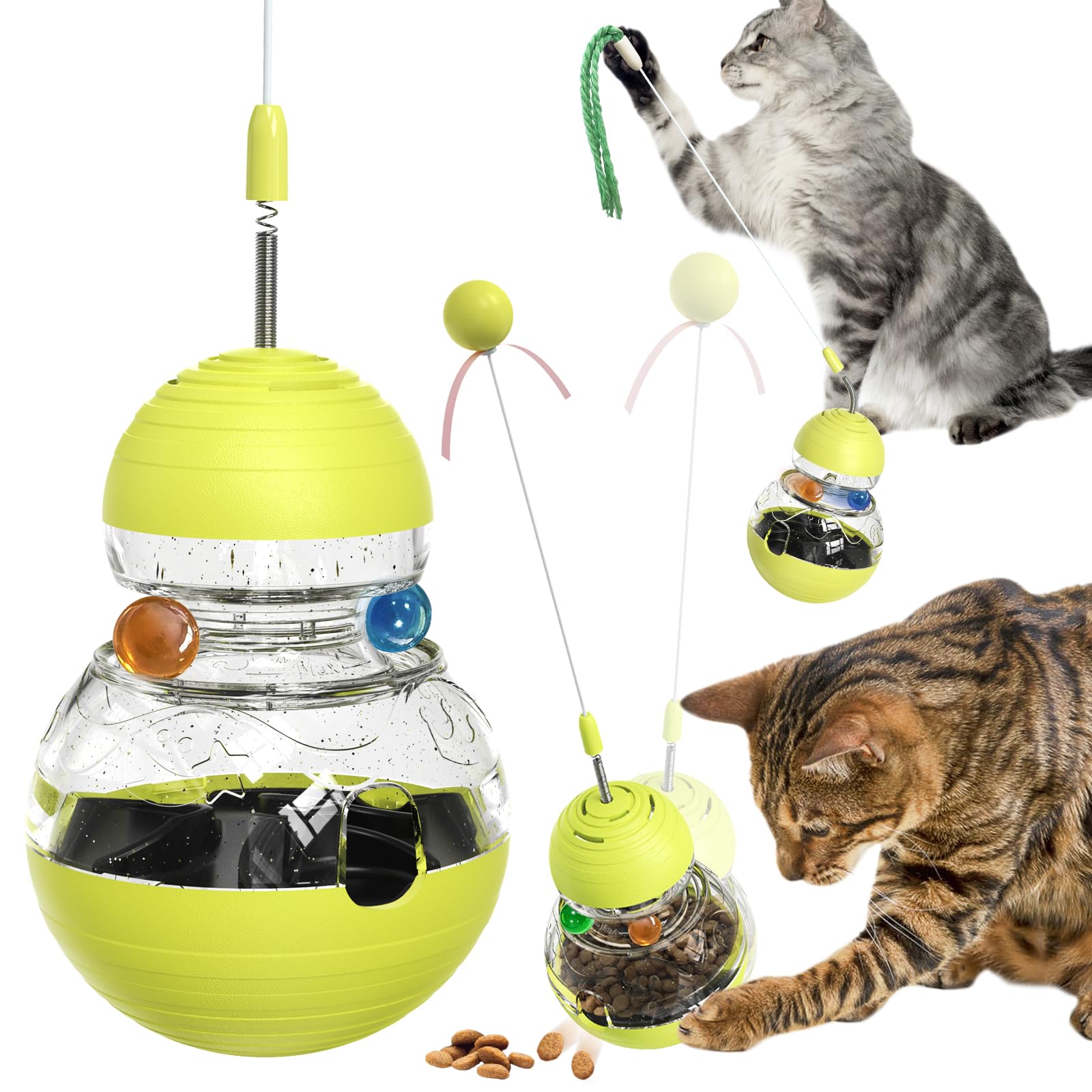 Cat Toy for Indoor Cats Wobble Treat Dispenser Ball Kitten Food Dispenser & Puzzle Feeder Balls & Enrichment Toys & Mental Stimulation Interactive Brain Game