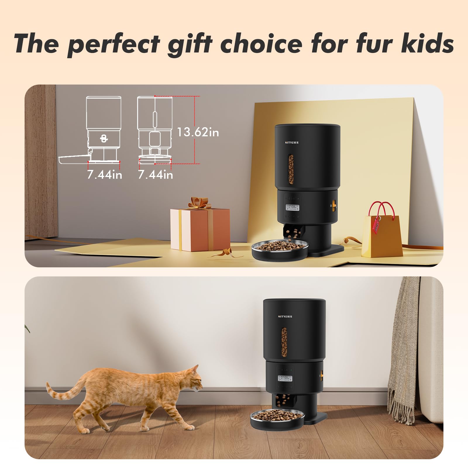 Automatic Cat Feeder with Camera - 5G WiFi Timed Cat Food Dispenser, 1080P HD Video with Night Vision, 1-15 Meals, 1-99 Portions, 2-Way Audio, Keeps Dry Food Fresh, 5L Auto Pet Feeder Also for Dogs