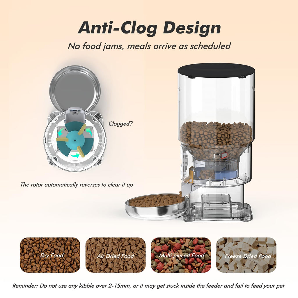 Automatic Cat Feeder with Camera - 5G WiFi Timed Cat Food Dispenser, 1080P HD Video with Night Vision, 1-15 Meals, 1-99 Portions, 2-Way Audio, Keeps Dry Food Fresh, 5L Auto Pet Feeder Also for Dogs