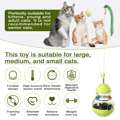 Cat Toy for Indoor Cats Wobble Treat Dispenser Ball Kitten Food Dispenser & Puzzle Feeder Balls & Enrichment Toys & Mental Stimulation Interactive Brain Game