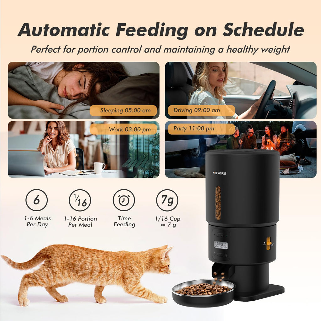 Automatic Cat Feeder with Camera - 5G WiFi Timed Cat Food Dispenser, 1080P HD Video with Night Vision, 1-15 Meals, 1-99 Portions, 2-Way Audio, Keeps Dry Food Fresh, 5L Auto Pet Feeder Also for Dogs