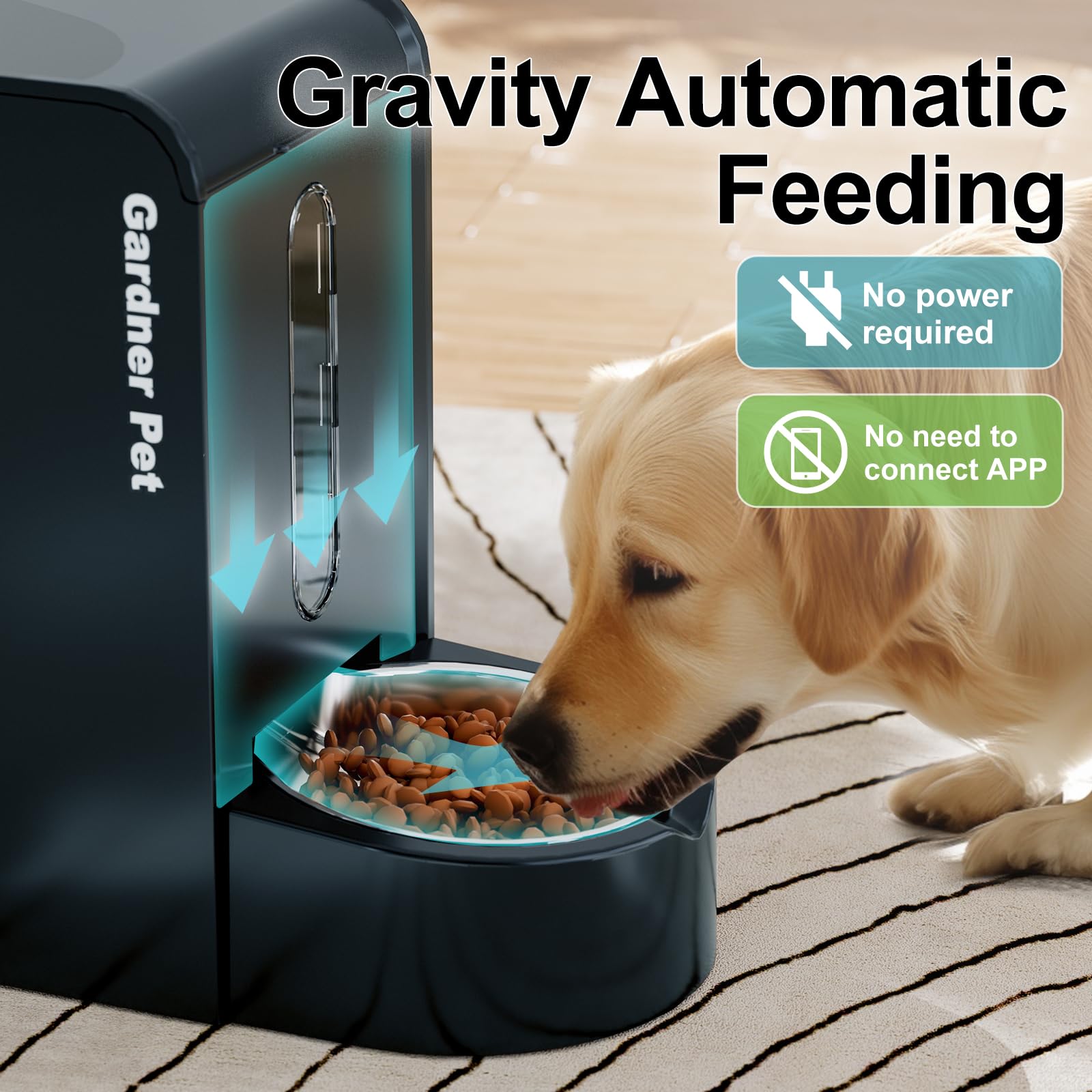 Gardner Pet Automatic Gravity Cat Food Feeder and Water Dispenser Stainless Steel Two-in-One Set Large Capacity Dispenser for Pets Dogs, Puppies, Kittens-(0.8 Gallons x 2)