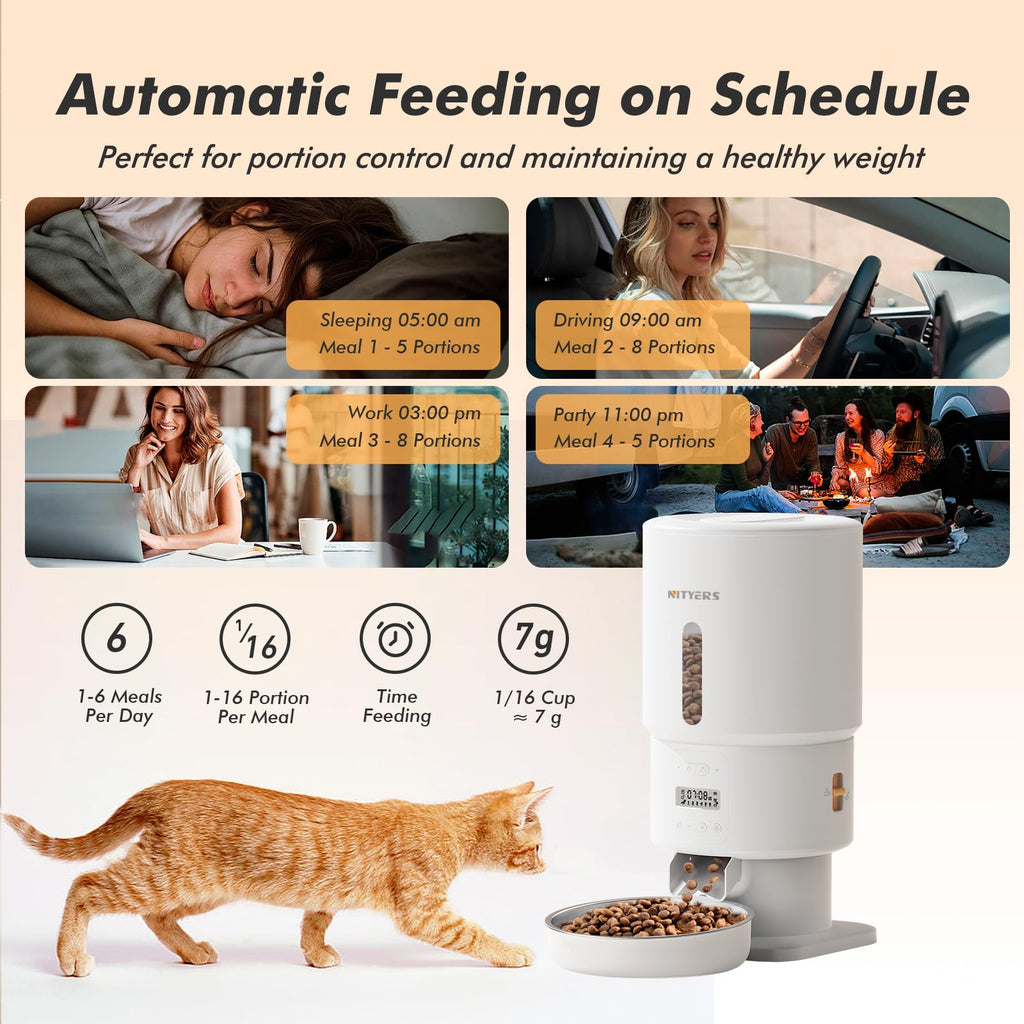 Automatic Cat Feeder with Camera - 5G WiFi Timed Cat Food Dispenser, 1080P HD Video with Night Vision, 1-15 Meals, 1-99 Portions, 2-Way Audio, Keeps Dry Food Fresh, 5L Auto Pet Feeder Also for Dogs