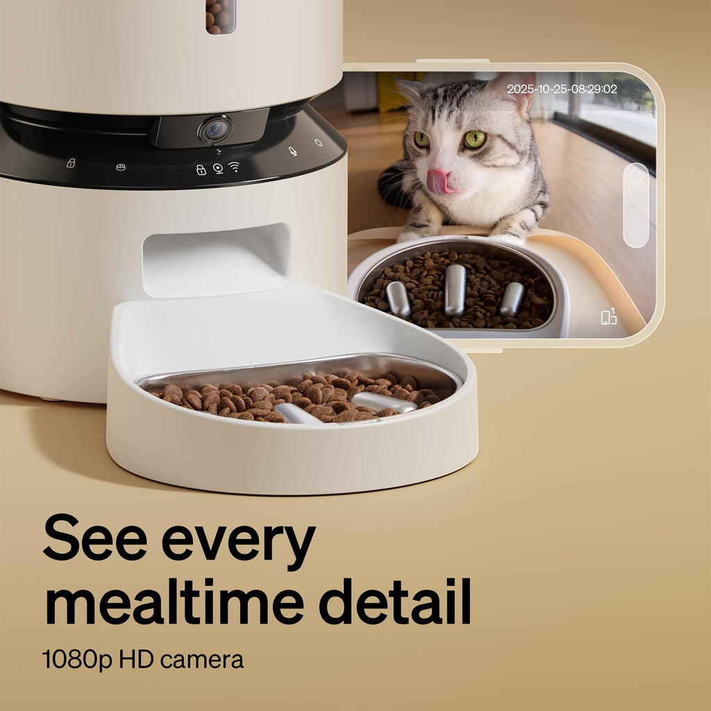 PETLIBRO Automatic Cat Feeder with Camera, 1080P HD Video with Night Vision, 5G WiFi Pet Feeder with 2-Way Audio, Low Food & Blockage Sensor, Motion & Sound Alerts for Cat & Dog Single Tray