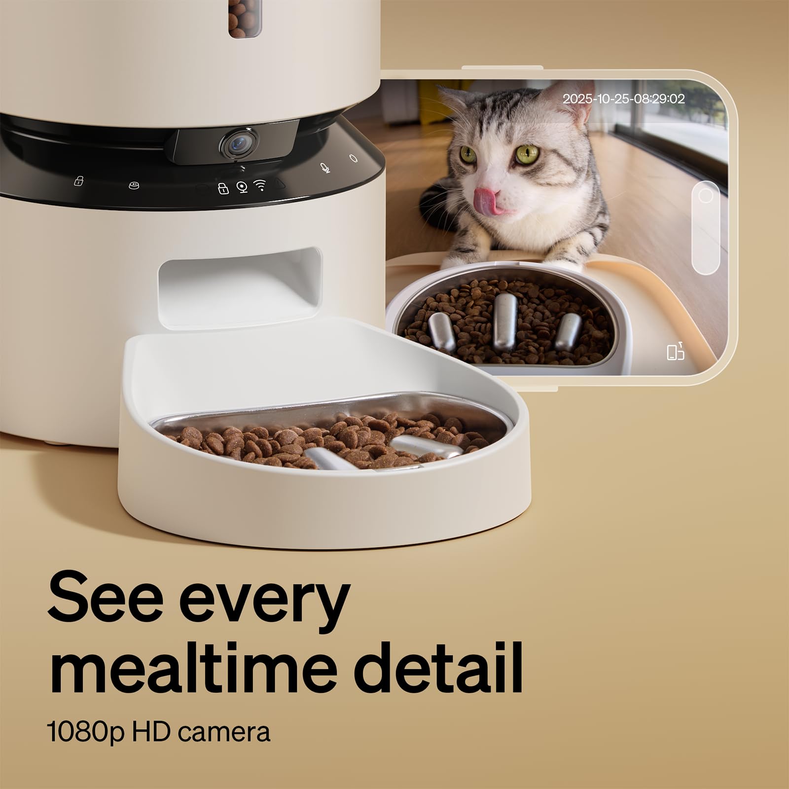 PETLIBRO Automatic Cat Feeder with Camera, 1080P HD Video with Night Vision, 5G WiFi Pet Feeder with 2-Way Audio, Low Food & Blockage Sensor, Motion & Sound Alerts for Cat & Dog Single Tray
