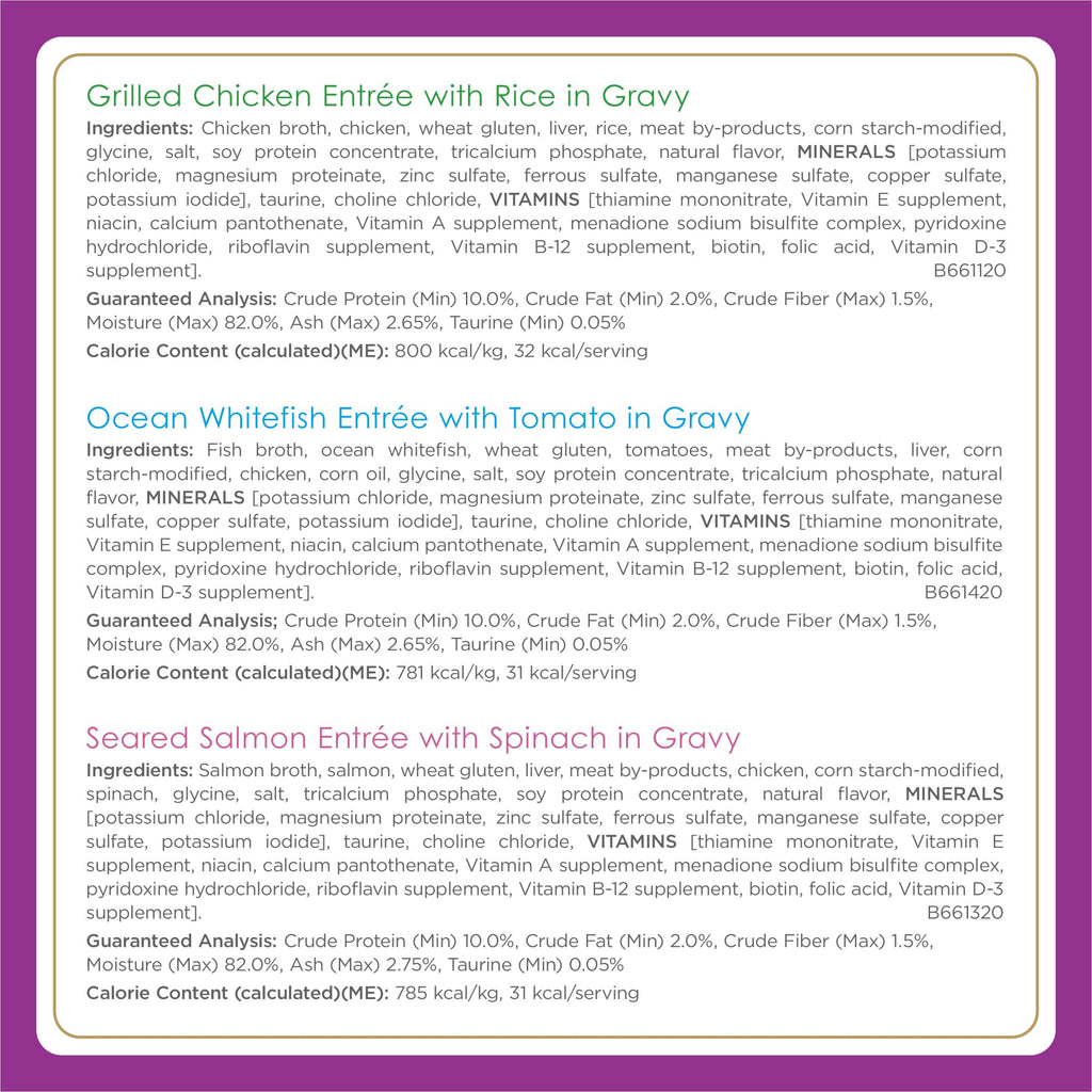 Purina Fancy Feast Gourmet Wet Cat Food Variety Pack, Petites Gravy Collection, break-apart tubs, 48 servings - (Pack of 24) 2.8 oz. Tubs
