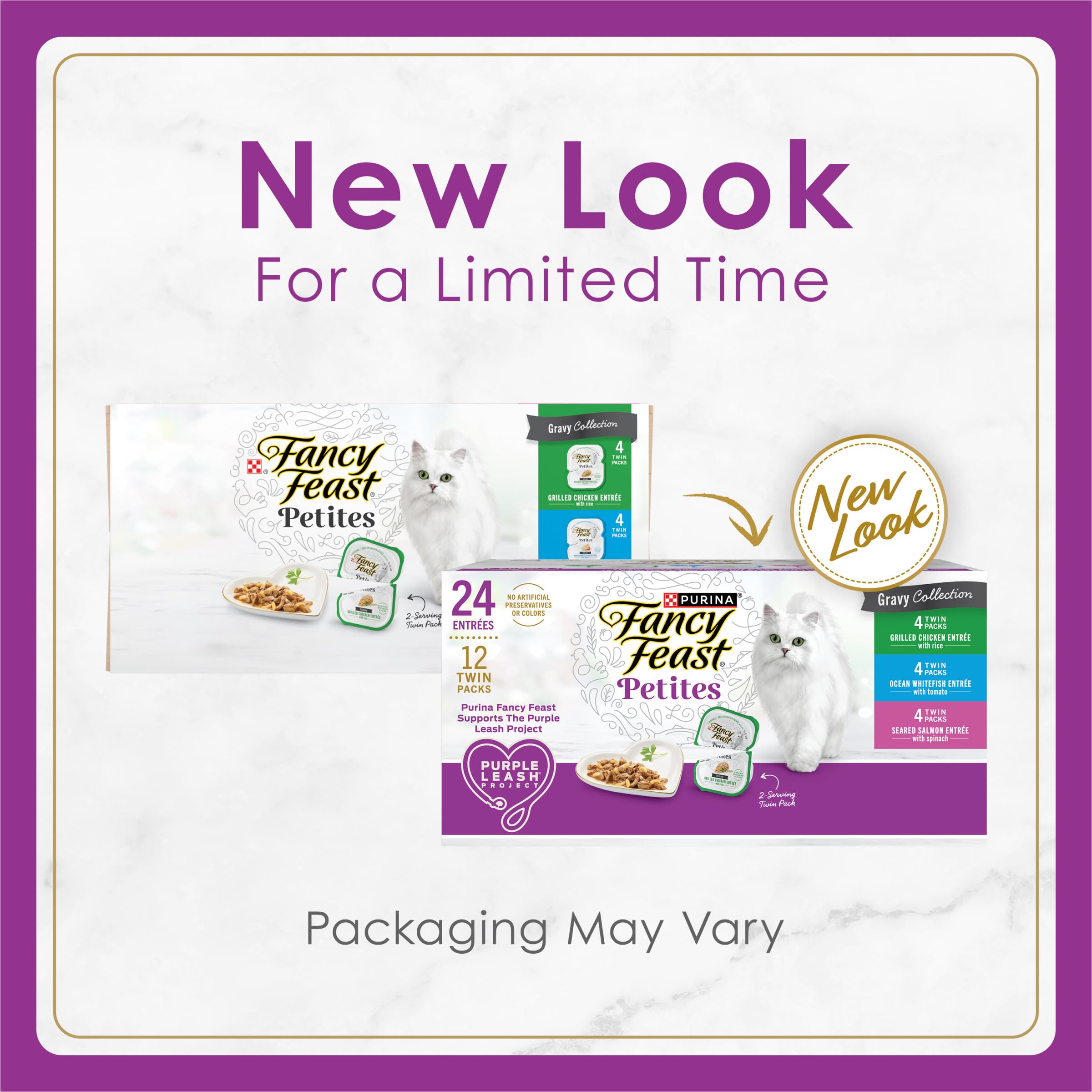 Purina Fancy Feast Gourmet Wet Cat Food Variety Pack, Petites Gravy Collection, break-apart tubs, 48 servings - (Pack of 24) 2.8 oz. Tubs