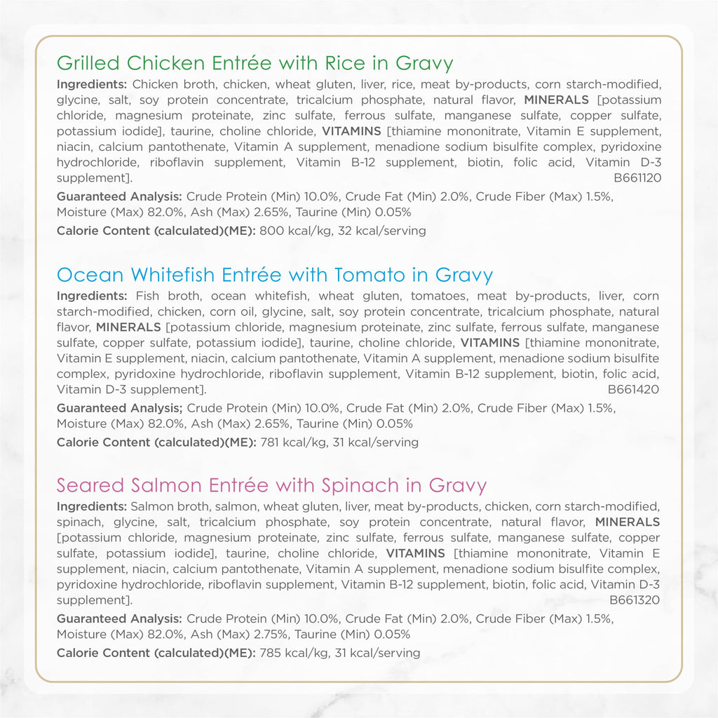 Purina Fancy Feast Gourmet Wet Cat Food Variety Pack, Petites Gravy Collection, break-apart tubs, 48 servings - (Pack of 24) 2.8 oz. Tubs