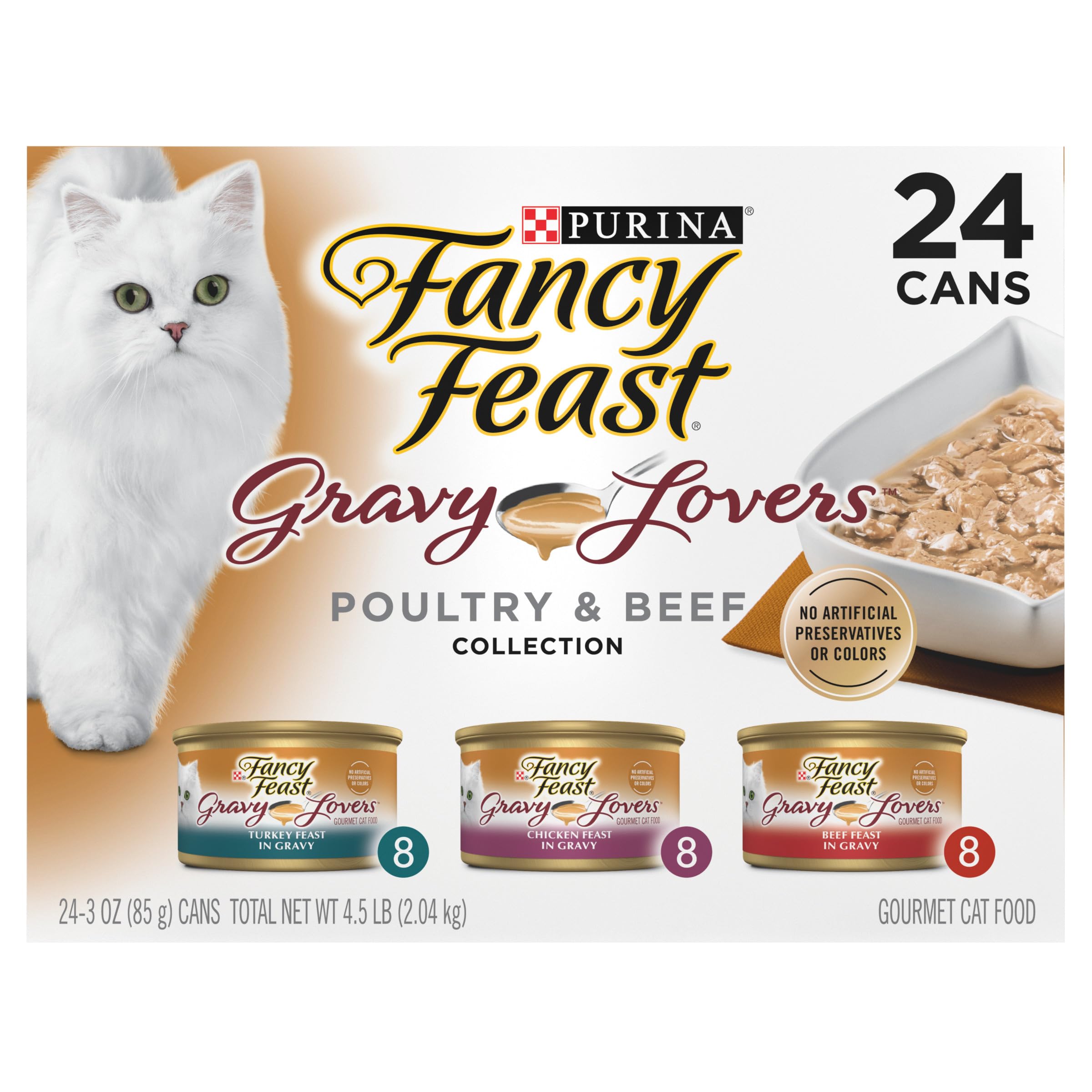Fancy Feast Gravy Lovers Poultry & Beef Variety Pack - Grilled Gourmet Wet Cat Food (30 Pack)