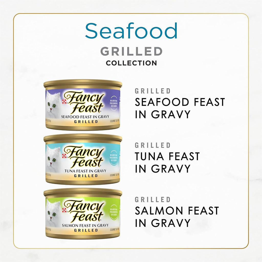 Fancy Feast Grilled Seafood Collection Variety Pack - Gourmet Wet Cat Food (24 Pack)