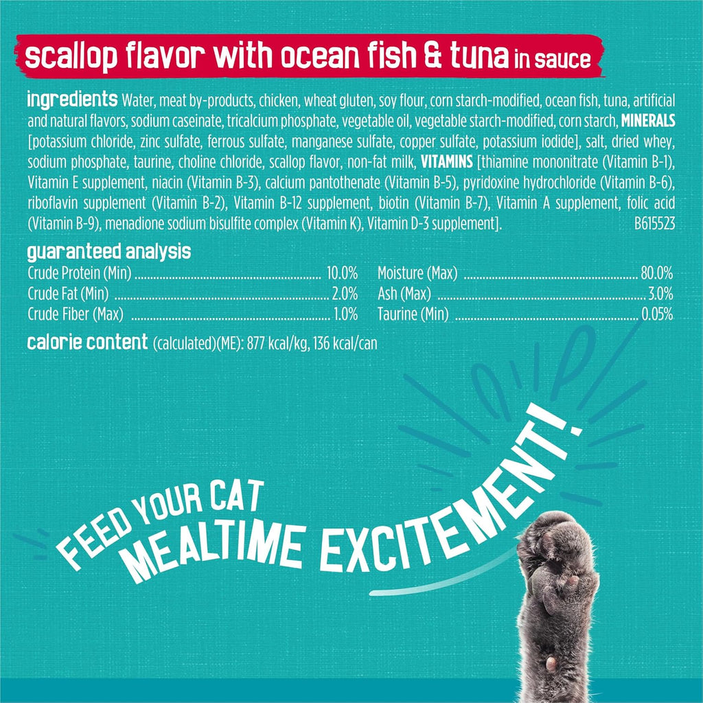 Friskies Tasty Treasures Prime Filets Variety Pack - Ocean Fish, Tuna & Chicken Wet Cat Food (12 Pack)