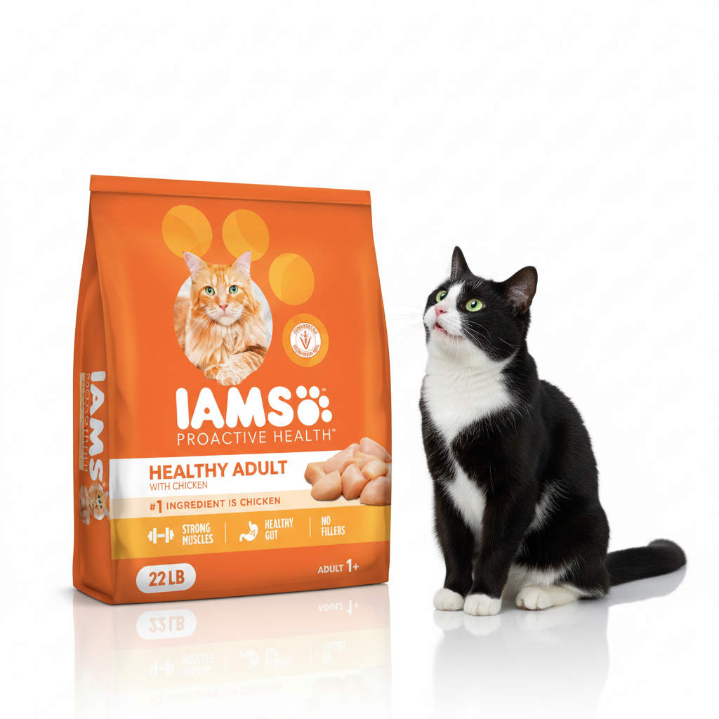 IAMS with Tuxedo Cat